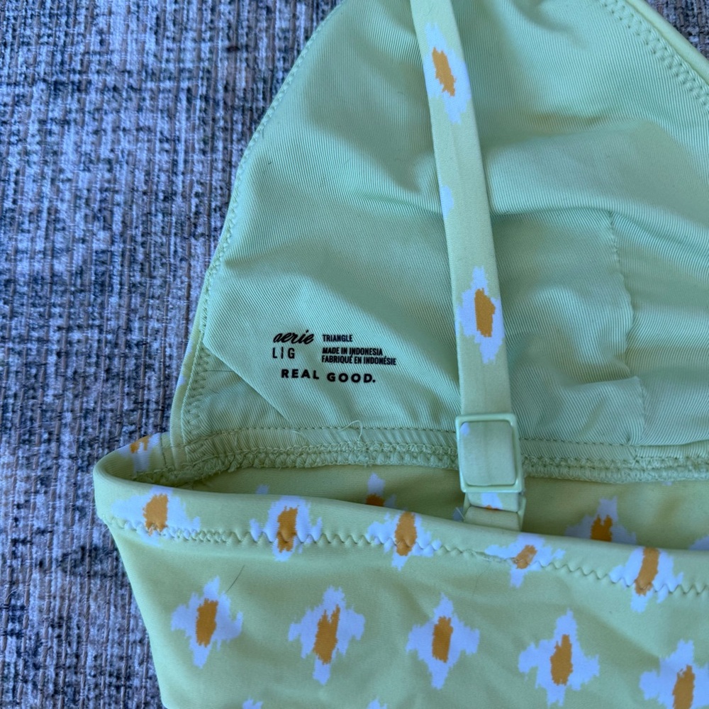 Aerie Bikini Set Yellow Patterned Boho Western Crossover Colorful Summer Swim - Picture 5 of 9